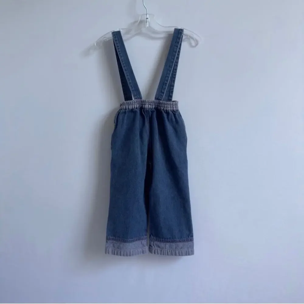 VINTAGE BABY Girl Bib Overalls Jeans w/ Suspenders BIBS Size 3T